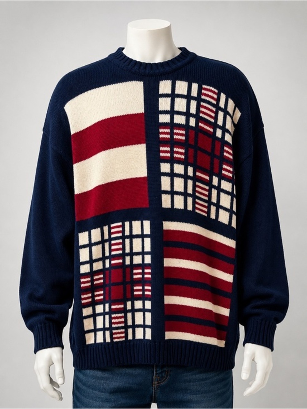 Jos. A. Bank Vintage Abstract Navy, Red & White | Patriotic | Men’s Size Large - Picture 1 of 7